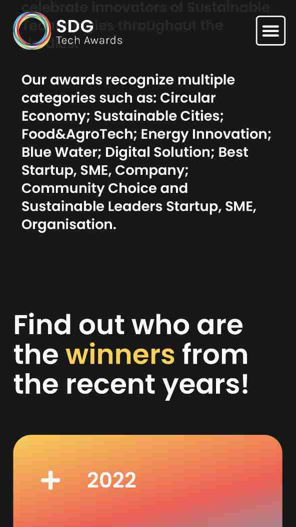 SDG Tech Awards website preview