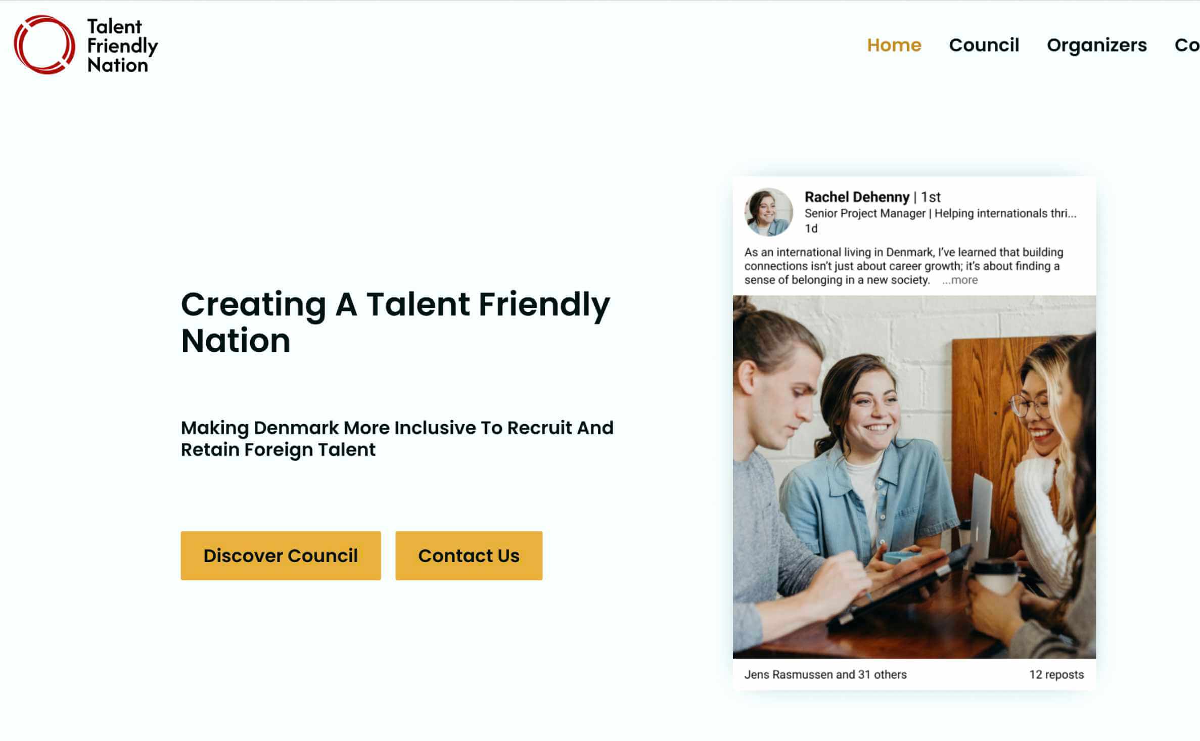 Talent Friendly Nation website preview